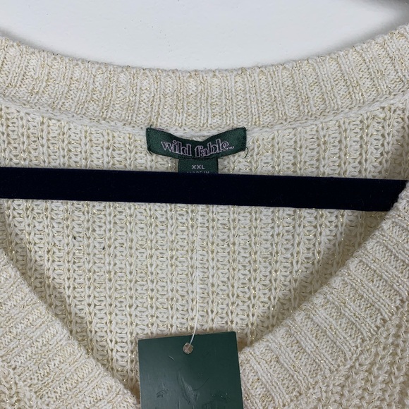 Wild fable plus size knit sweater v neck cream with gold sparkle woman's XXL - Picture 2 of 6